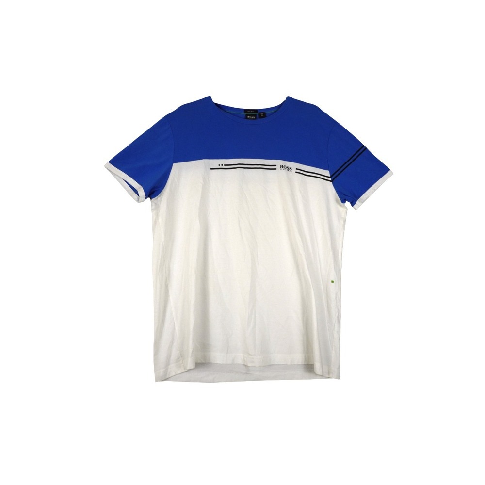 Hugo Boss Mens Striped T-Shirt Size XXL (fits like L) White Blue Short Sleeve